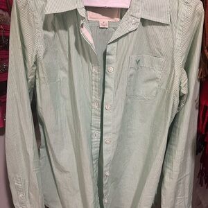 American Eagle Outfitters Mint Striped Shirt